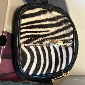 Zebra fur cross, body,  small, black, and white women Valentina purse.